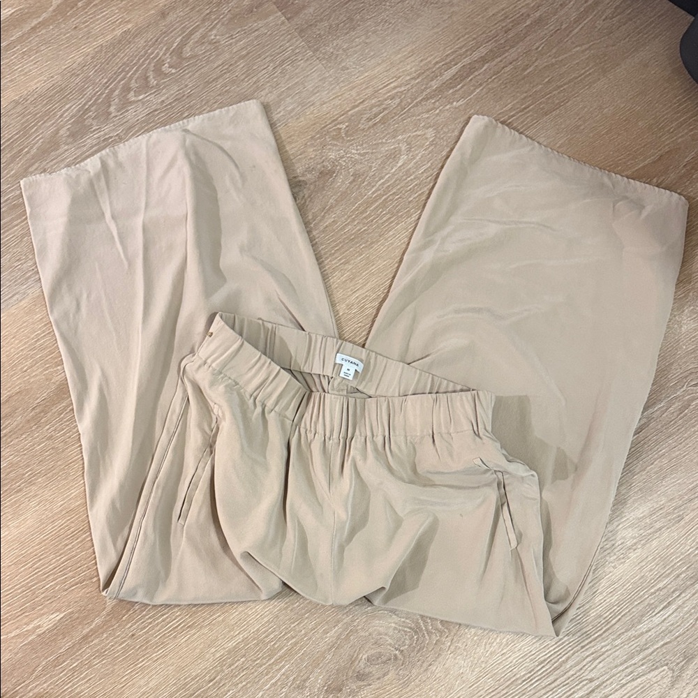Cuyana Wide Leg Pants in Light Tan